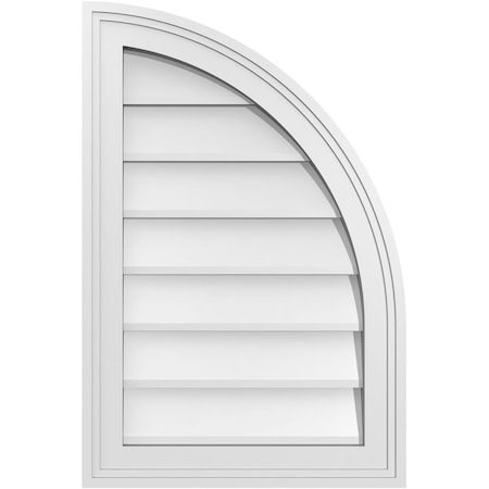 Ekena Millwork Quarter Round Top Right Surface Mount PVC Gable Vent w/ 2"W x 1-1/2"P Brickmould Frame, 16"W x 24"H GVPQR16X2402SN
